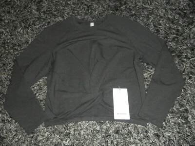 Lululemon 10 Tuck & Gather 套衫 Heathered Mod 黑色 Modal 法国 Terry 全新带标签 — 第 1/4 张图片