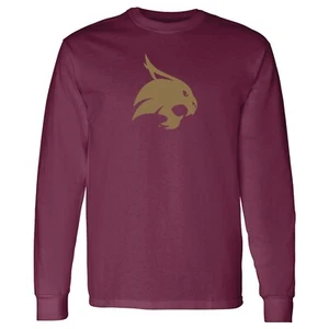 Texas State Bobcats Primary Logo Long Sleeve T-Shirt - Maroon - Picture 1 of 6