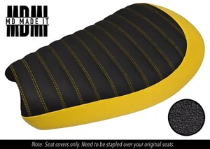 FITS TRIUMPH STREET SCRAMBLER 900 17-24 CUSTOM VINYL SEAT COVER BLACK & YELLOW - Picture 1 of 6