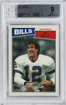 Jim Kelly (RC) 1987 Topps #362 BGS 9 (MINT) Football Card - Image 1 of 2