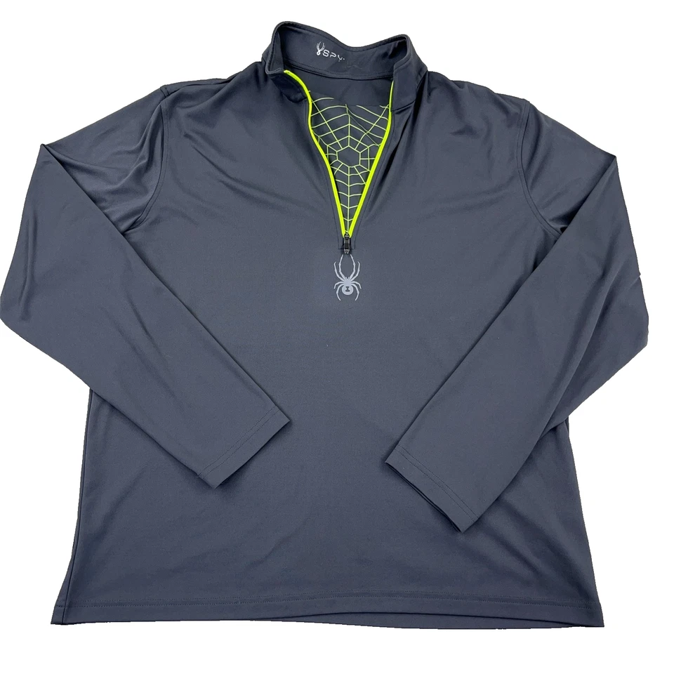 Camisa Spyder Hombres XL Gris Verde Pullover Cuarto Cremallera Rendimiento Correr Adulto * Foto 1 de 4