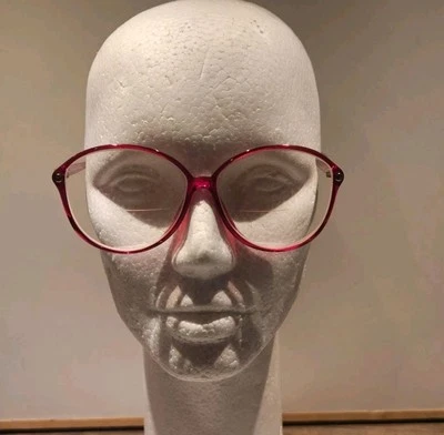 Vintage Silhouette Cherry Red Oval Glasses Frame Translucent Plastic Austria  - Image 1 of 4