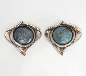 Uno di Una Tipo Argento Sterling Turchese Grande Clip Design Orecchini Da Shefi - Foto 1 di 3
