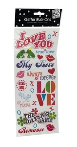 Me & My Big Ideas Liebe Romantik Thema Glitzer Rub-On New Old Stock 12 mal 5 Zoll - Bild 1 von 3
