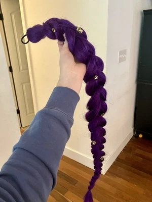 Peluca Rumi Niños Trenza Hecha a Mano (Púrpura, Sintética, Joyería para el Cabello, Disfraz, Juegos con disfraces) Foto 1 de 4