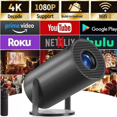 Portable 4K Mini Projector 10000 Lumen LED 1080P WiFi Bluetooth Home Theater US - Image 1 of 4