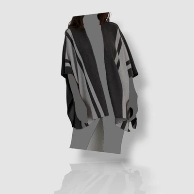 $69 Alfani женщин серый в полоску плащ пончо кардиган свитер размер маленький - Изображение 1 из 2