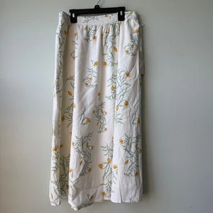 Joie Womens Floral Print Maxi Skirt Medium Linen Blend Yellow Green White - Picture 1 of 4