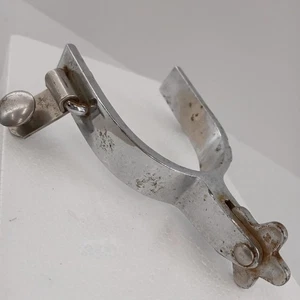Espuela Western Grabada Vintage con Rowel Estrella - Vaquero Tono Plata Coleccionable - Imagen 1 de 5
