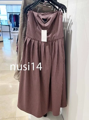 ZARA НОВЫЙ ЖЕНЩИНА С ОТКРЫТЫМИ ПЛЕЧАМИ GINGHAM БЕЗ БРЕТЕЛЕК MIDI ПЛАТЬЕ ТЕМНО-РОЗОВЫЙ 4661/229/664 - Изображение 1 из 2