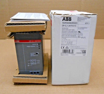 ABB 1SVR360663R2001 CP-C.1 24/10.0-C FUENTE DE ALIMENTACIÓN 1PH MODO CONMUTADO 10 AMP 24VDC Foto 1 de 4