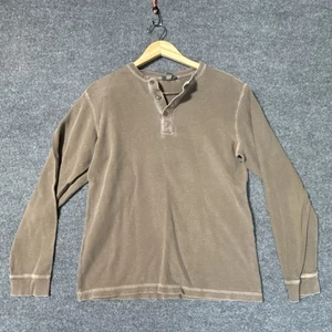 Polo Long Sleeve 3 Button-Up Cotton Brown Size S - Picture 1 of 7