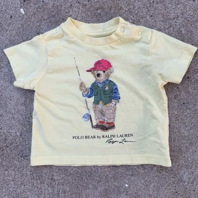 Polo Ralph Lauren Niños Algodón Pesca Oso Amarillo Camisa Camiseta Talla 3M 3 Meses Foto 1 de 3