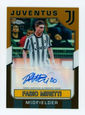 2022-23 Fabio Miretti Topps Chrome Gold Juventus Autographed Rookie Card 4/50 - Image 1 of 3
