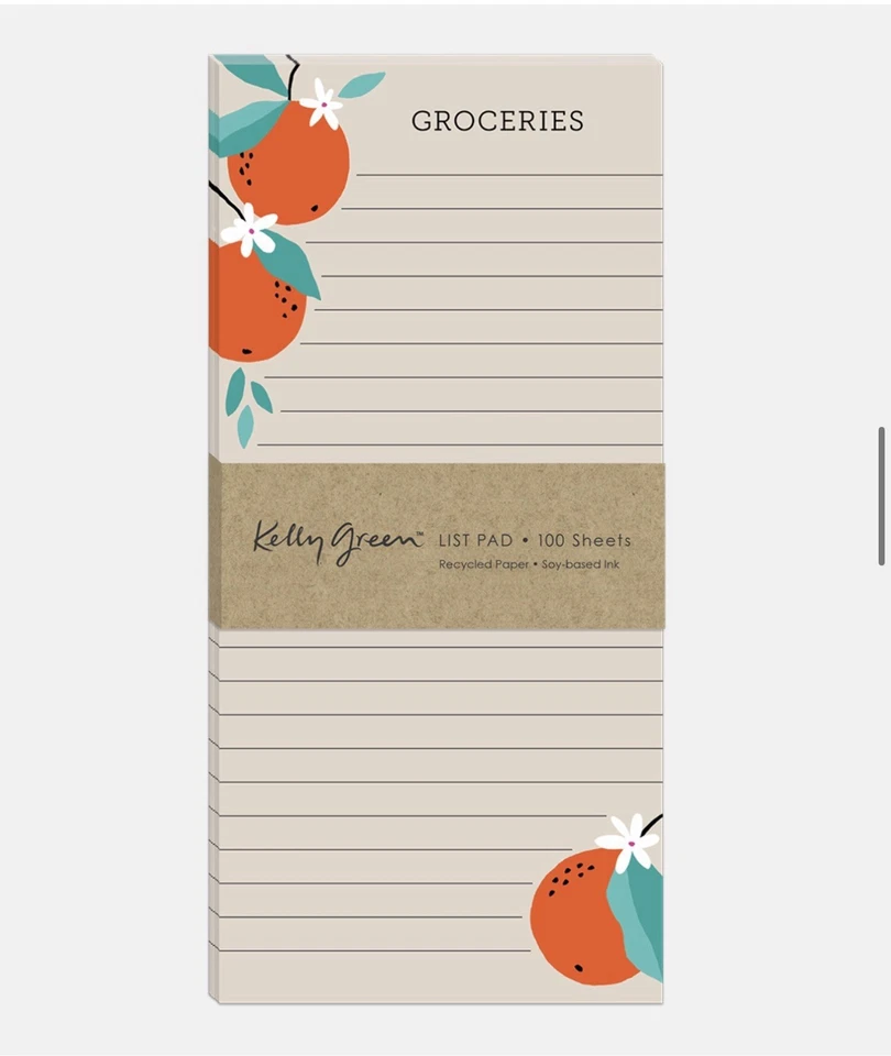 PUNCH STUDIO KELLY GREEN FRUIT MARKET ORANGE LIST PAD MAGNET GROCERY NEW - Image 1 of 1