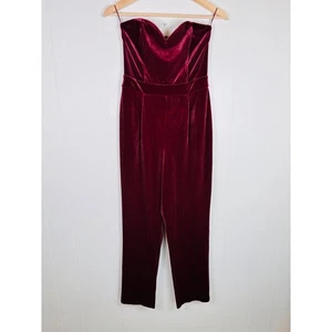 Express Trägerloser Samt Jumpsuit Herzausschnitt Party Cocktail Rot Gr. 2 - Bild 1 von 7