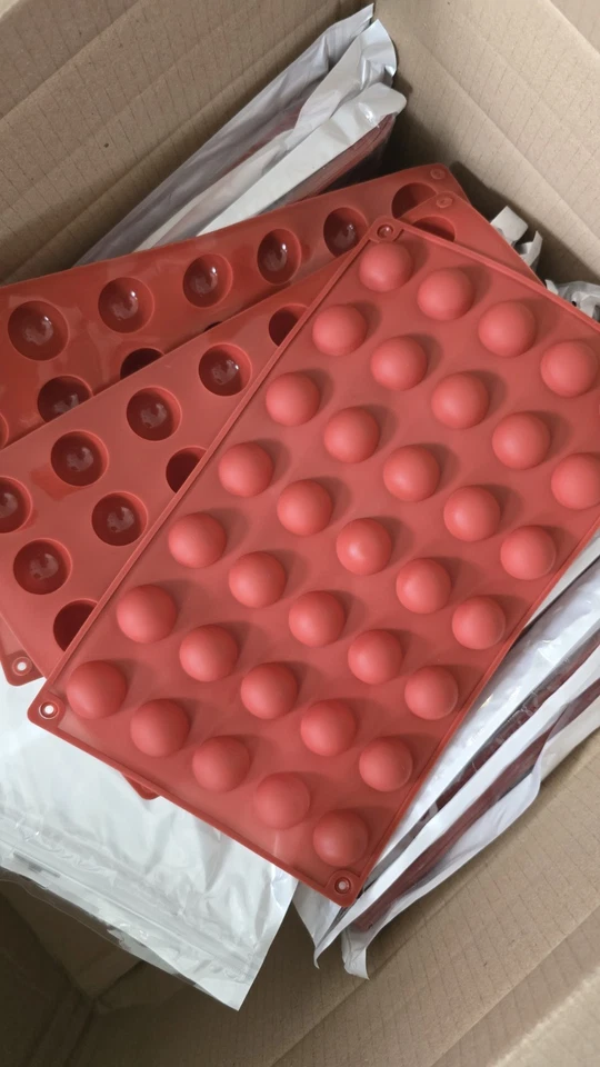 51 (17x3) Silicone Moulds Wax Chocolate Jelly Ice Mold Mini 35 half balls - Image 1 of 4