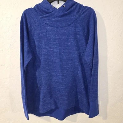 Pulôver Avalanche X-Large feminino com capuz furos para polegar bolso com zíper AZUL - Imagem 1 de 4