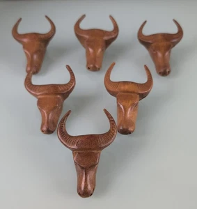 Vintage Water Buffalo Wooden Neckerchief Slides Lot of 6 - Picture 1 of 10