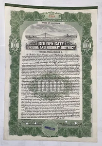 Original Golden Gate Bridge $ 1000 Bau Bond Serie A 1932/1955 #5548 - Bild 1 von 2