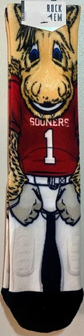 Oklahoma Sooners Rock Em Mascot Crew Socks L/XL 9-13 Cover
