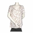 NWT Old Navy Womens Size L Luxe Knit Vneck Tshirt in Ivory w Beige Florals