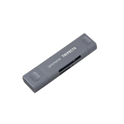 ProMaster Trifecta UHS-I Card Reader SD & Micro SD USB-A, USB-C & Micro-B #72409 - Image 1 of 3