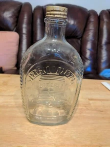 Log Cabin Syrup Bottle Clear Patriotic Bicentennial Glass - Picture 1 of 6