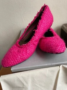 MARNI PINK TWEED LEATHER FLAT SHOES ITALY SIZE 7 - Picture 1 of 12