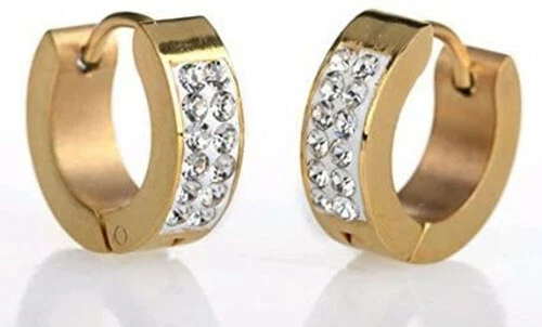 1 par de aretes huggie de aro de acero inoxidable con encanto de circonita para hombre y mujer elegantes Foto 1 de 1