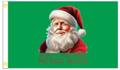 3X5 TRUMP 2024 (47) MAKE CHRISTMAS MERRY AGAIN GREEN FLAG BANNER 100D - Image 1 of 3