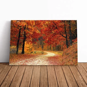 Landscape Autumn Fall Woofland Forest Canvas Wall Art Print Framed Picture Decor - Picture 1 of 7