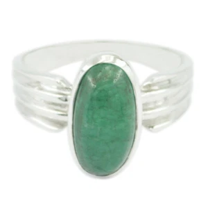 Green Jasper 92.5 Sterling Silver Ring Homespun Jewelry For Teachers Day Gift US - Picture 1 of 2