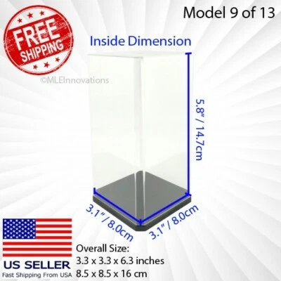 Display Case Tall Small Clear Plastic Box Dust Proof Action Figures Toy Acrylic - Image 1 of 4