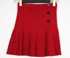 SONIA RYKIEL Paris Red Pleated Knit Mini A-Line Skirt Size 12A / W24