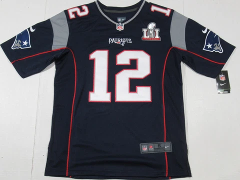 New Tom Brady #12 New England Patriots 2017 Super Bowl LI 51 Jersey Navy Blue Cover
