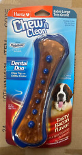1 Hartz Chew N' Clean BLUE Dental Duo Dog Chew Toy Bacon Flavor XL 75LBS+