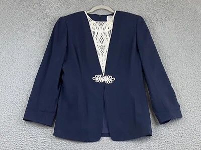 Vestido Badgley Mischka Para Mujer Azul Marino Noche Chaqueta Tela Gemelos Malla Talla 10 Foto 1 de 4