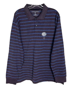 Camisa Polo Saddlebred Gamuza/Suavidad Cuello Rayas Azules Manga Larga XL Para Hombres - Imagen 1 de 5