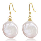 Handmade Freshwater pearls Pink Baroque Coin Pearl Earrings 18k Minimalist