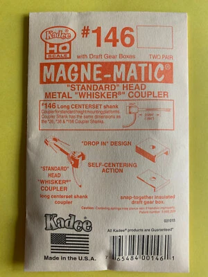 Neuf Échelle H0 Kadee No. 146 Whisker Long (25/64 ") Centerset Shank (2 Couples) - Photo 1/4