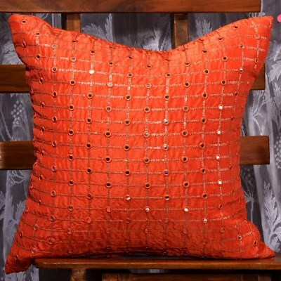 SCARLETT LINENS Throw pillows for sofa 18x18 orange pillow cover living room 2pc - Image 1 of 4