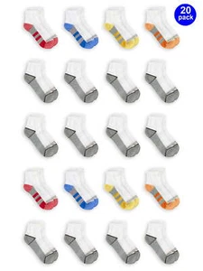 Fruit of the Loom Boys Cushioned Ankle Socks, 20 Pack - Picture 1 of 6