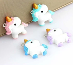 NEW Cute Unicorn Charm Kawaii Necklace Pendant Pink Purple Aqua Blue DIY Jewelry - Bild 1 von 8