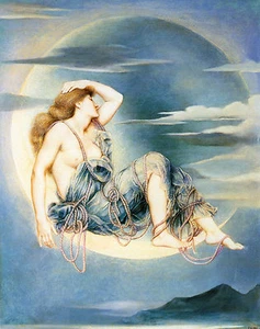 Luna by Evelyn de Morgan 11 x 17 edición abierta estampado desnudo en papel - Imagen 1 de 1