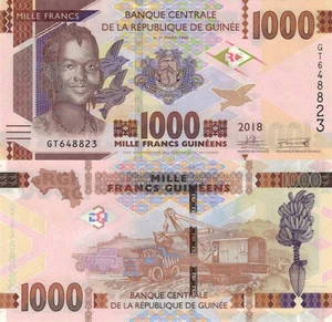 Guinea 1000 Francs (2018) - Girl/Ore Mining/p48c, B339c UNC - Picture 1 of 3