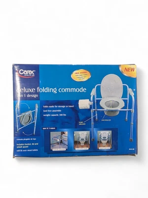 Carex Deluxe Folding Commode 3-in-1 Chair B341-00 New Sealed Box Wear - Image 1 of 4