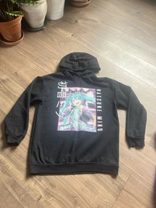 Girls Age 13-14 Yrs Ribbed Striped Hoodie Hatsune Miku Polyester Cotton Primark - Picture 1 of 9