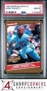 1986 DONRUSS HIGHLIGHTS #7 KIRBY PUCKETT TWINS HOF PSA 10 - Picture 1 of 3