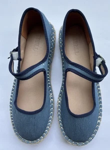 Atbell Mary Jane Flat Denim Espadrilles Size 39 Blue - Picture 1 of 7